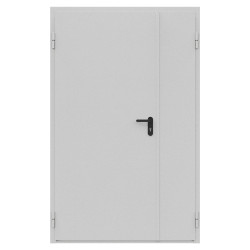 Дверь противопожарная металлическая сплошная двупольная неравнопольная угловая коробка (1250х2075мм) ДПР-АСД-02/60 (EI60), левая, RAL7035