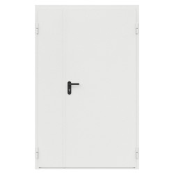 Дверь противопожарная металлическая сплошная двупольная неравнопольная угловая коробка (1250х2075мм) ДПР-АСД-02/60 (EI60), правая, RAL9016